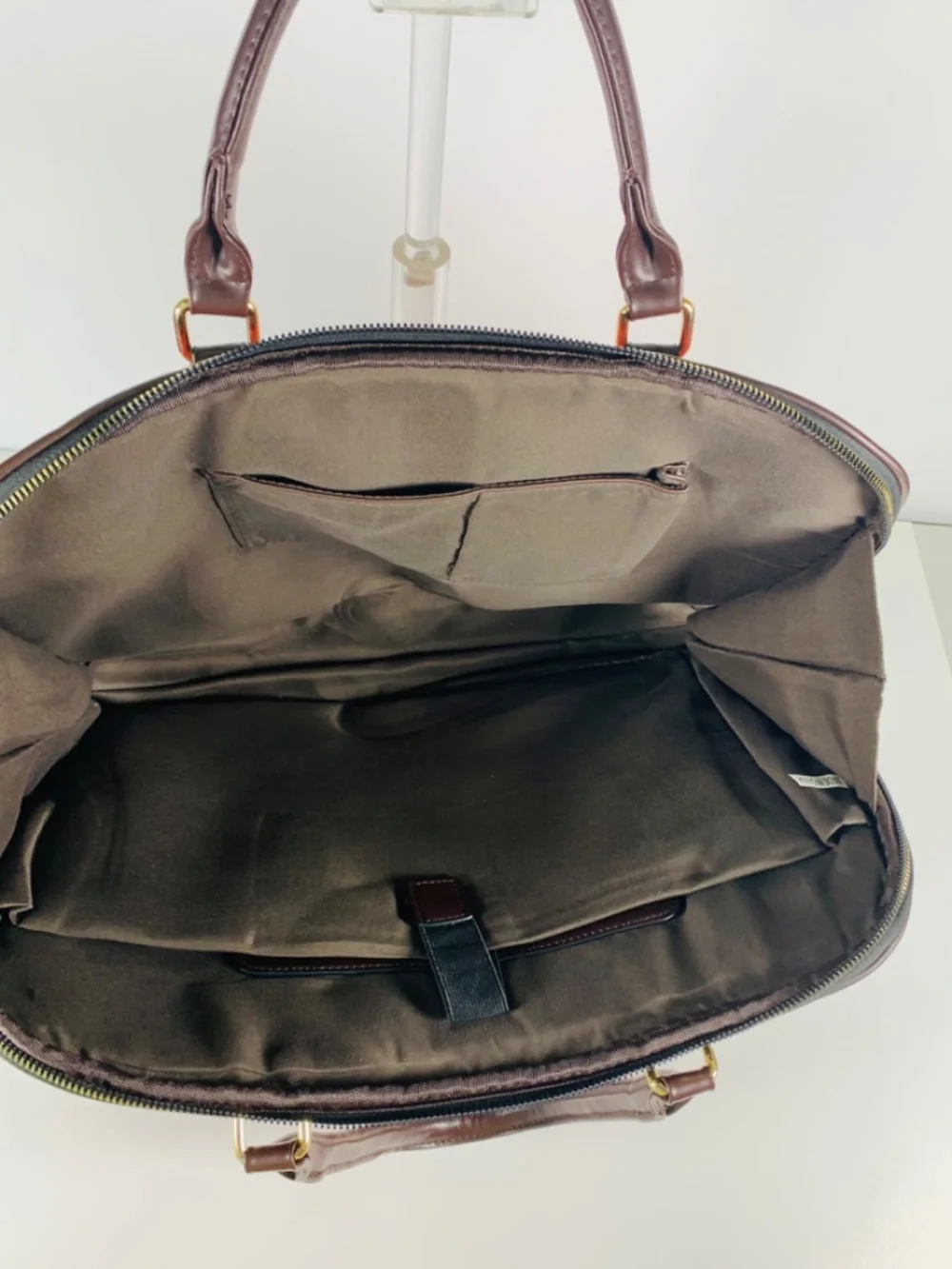 Laptop Crossbody Briefcase Bag Red Heart Quilted Green Cream Stripe Leather